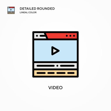Video vektör simgesi. Modern vektör illüstrasyon kavramları. Düzenlemesi ve kişiselleştirmesi kolay.