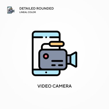 Video kamera vektör simgesi. Modern vektör illüstrasyon kavramları. Düzenlemesi ve kişiselleştirmesi kolay.