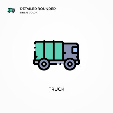 Kamyon vektör simgesi. Modern vektör illüstrasyon kavramları. Düzenlemesi ve kişiselleştirmesi kolay.