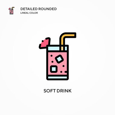 Yumuşak içecek vektör simgesi. Modern vektör illüstrasyon kavramları. Düzenlemesi ve kişiselleştirmesi kolay.