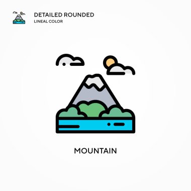 Dağ vektör simgesi. Modern vektör illüstrasyon kavramları. Düzenlemesi ve kişiselleştirmesi kolay.
