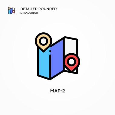 Harita-2 vektör simgesi. Modern vektör illüstrasyon kavramları. Düzenlemesi ve kişiselleştirmesi kolay.