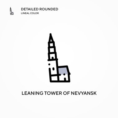 Nevyansk vektör ikonunun eğik kulesi. Modern vektör illüstrasyon kavramları. Düzenlemesi ve kişiselleştirmesi kolay.