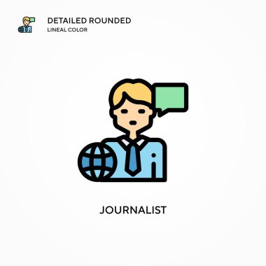 Gazeteci vektör simgesi. Modern vektör illüstrasyon kavramları. Düzenlemesi ve kişiselleştirmesi kolay.