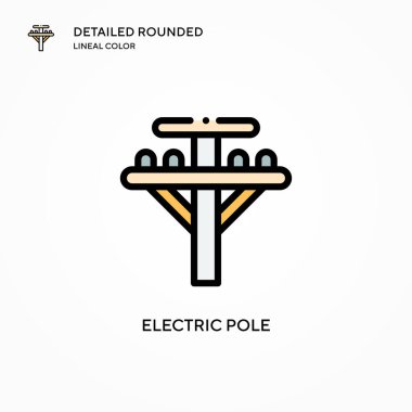 Elektrik direği vektör simgesi. Modern vektör illüstrasyon kavramları. Düzenlemesi ve kişiselleştirmesi kolay.