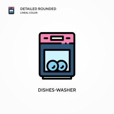 Bulaşık yıkayıcı vektör simgesi. Modern vektör illüstrasyon kavramları. Düzenlemesi ve kişiselleştirmesi kolay.