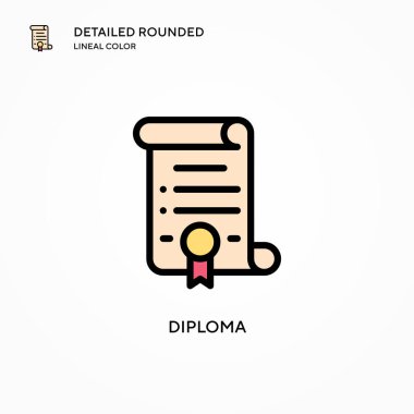 Diploma vektör simgesi. Modern vektör illüstrasyon kavramları. Düzenlemesi ve kişiselleştirmesi kolay.