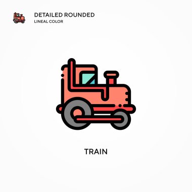 Tren vektör simgesi. Modern vektör illüstrasyon kavramları. Düzenlemesi ve kişiselleştirmesi kolay.