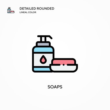 Sabun vektör ikonu. Modern vektör illüstrasyon kavramları. Düzenlemesi ve kişiselleştirmesi kolay.