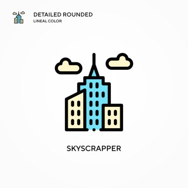 Gökdelen vektör simgesi. Modern vektör illüstrasyon kavramları. Düzenlemesi ve kişiselleştirmesi kolay.