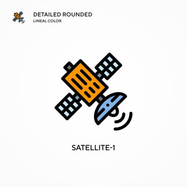 Uydu-1 vektör simgesi. Modern vektör illüstrasyon kavramları. Düzenlemesi ve kişiselleştirmesi kolay.