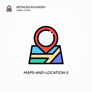 Haritalar ve konum-2 vektör simgesi. Modern vektör illüstrasyon kavramları. Düzenlemesi ve kişiselleştirmesi kolay.