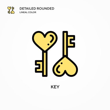 Anahtar vektör simgesi. Modern vektör illüstrasyon kavramları. Düzenlemesi ve kişiselleştirmesi kolay.