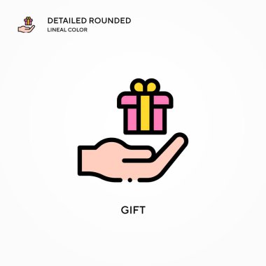 Hediye vektör simgesi. Modern vektör illüstrasyon kavramları. Düzenlemesi ve kişiselleştirmesi kolay.