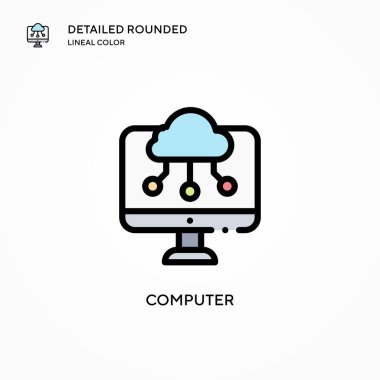 Bilgisayar vektör simgesi. Modern vektör illüstrasyon kavramları. Düzenlemesi ve kişiselleştirmesi kolay.