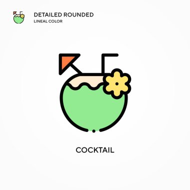 Kokteyl vektör simgesi. Modern vektör illüstrasyon kavramları. Düzenlemesi ve kişiselleştirmesi kolay.