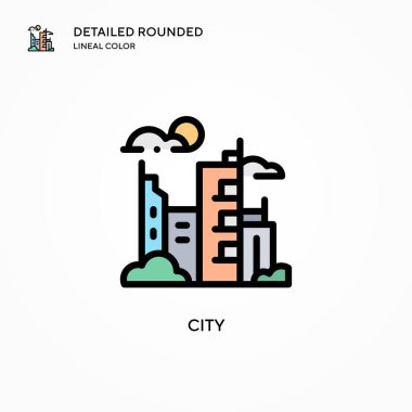 Şehir vektör simgesi. Modern vektör illüstrasyon kavramları. Düzenlemesi ve kişiselleştirmesi kolay.