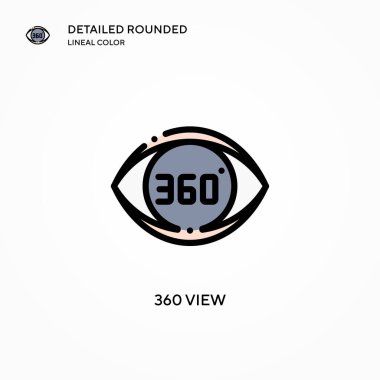 360 görünüm vektör simgesi. Modern vektör illüstrasyon kavramları. Düzenlemesi ve kişiselleştirmesi kolay.