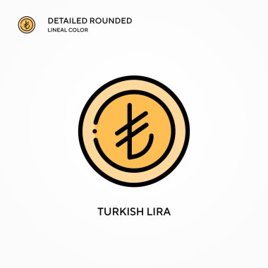 Türk lirası vektör simgesi. Modern vektör illüstrasyon kavramları. Düzenlemesi ve kişiselleştirmesi kolay.