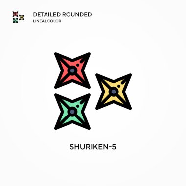 Shuriken-5 vektör simgesi. Modern vektör illüstrasyon kavramları. Düzenlemesi ve kişiselleştirmesi kolay.