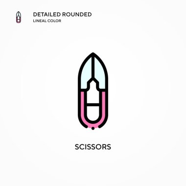 Makas vektör simgesi. Modern vektör illüstrasyon kavramları. Düzenlemesi ve kişiselleştirmesi kolay.