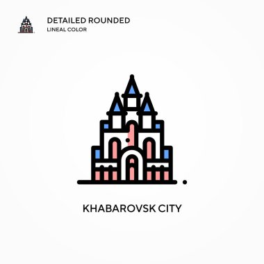 Khabarovsk şehir vektör simgesi. Modern vektör illüstrasyon kavramları. Düzenlemesi ve kişiselleştirmesi kolay.