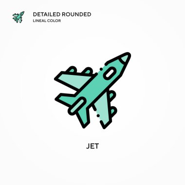 Jet vektör simgesi. Modern vektör illüstrasyon kavramları. Düzenlemesi ve kişiselleştirmesi kolay.