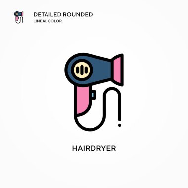 Saç kurutma makinesi vektör simgesi. Modern vektör illüstrasyon kavramları. Düzenlemesi ve kişiselleştirmesi kolay.