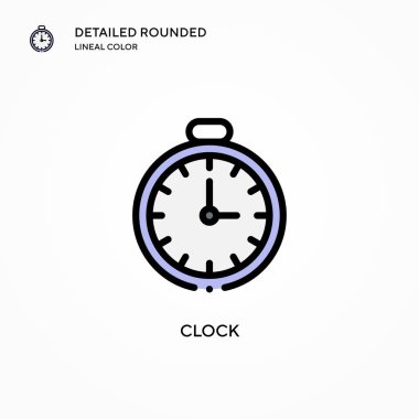 Saat vektör simgesi. Modern vektör illüstrasyon kavramları. Düzenlemesi ve kişiselleştirmesi kolay.