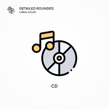 Cd vektör simgesi. Modern vektör illüstrasyon kavramları. Düzenlemesi ve kişiselleştirmesi kolay.