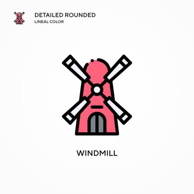 Yel değirmeni ikonu. Modern vektör illüstrasyon kavramları. Düzenlemesi ve kişiselleştirmesi kolay.