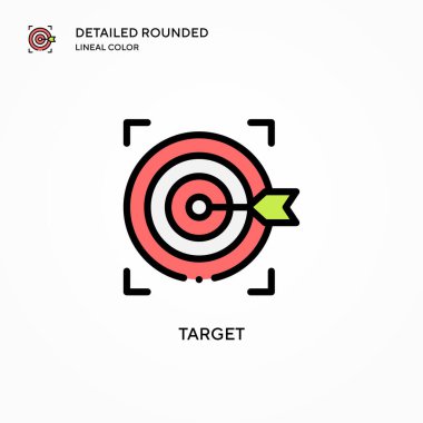 Hedef vektör simgesi. Modern vektör illüstrasyon kavramları. Düzenlemesi ve kişiselleştirmesi kolay.