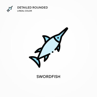 Kılıçbalığı vektör simgesi. Modern vektör illüstrasyon kavramları. Düzenlemesi ve kişiselleştirmesi kolay.
