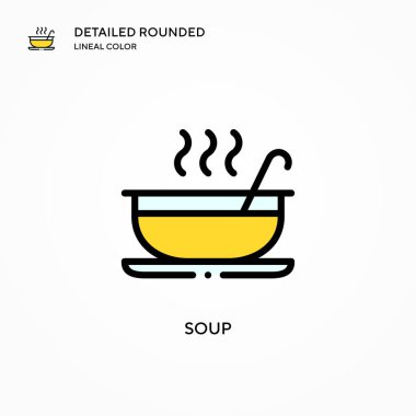 Çorba vektör simgesi. Modern vektör illüstrasyon kavramları. Düzenlemesi ve kişiselleştirmesi kolay.