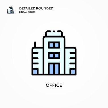 Ofis vektör simgesi. Modern vektör illüstrasyon kavramları. Düzenlemesi ve kişiselleştirmesi kolay.