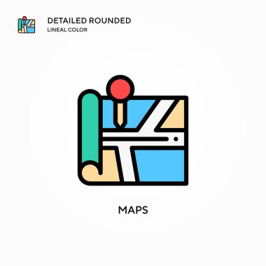 Harita vektör simgesi. Modern vektör illüstrasyon kavramları. Düzenlemesi ve kişiselleştirmesi kolay.