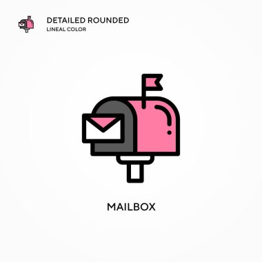 Posta kutusu vektör simgesi. Modern vektör illüstrasyon kavramları. Düzenlemesi ve kişiselleştirmesi kolay.