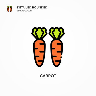 Havuç vektör simgesi. Modern vektör illüstrasyon kavramları. Düzenlemesi ve kişiselleştirmesi kolay.