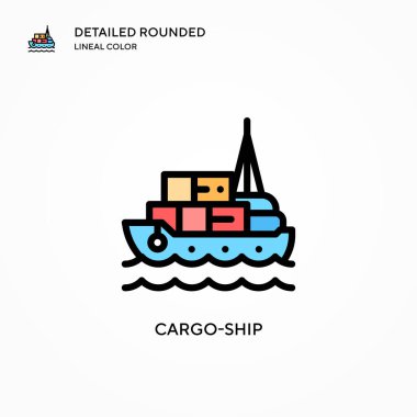 Kargo gemisi vektör simgesi. Modern vektör illüstrasyon kavramları. Düzenlemesi ve kişiselleştirmesi kolay.