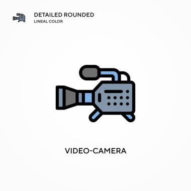 Video kamera vektör simgesi. Modern vektör illüstrasyon kavramları. Düzenlemesi ve kişiselleştirmesi kolay.