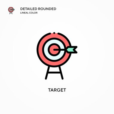 Hedef vektör simgesi. Modern vektör illüstrasyon kavramları. Düzenlemesi ve kişiselleştirmesi kolay.