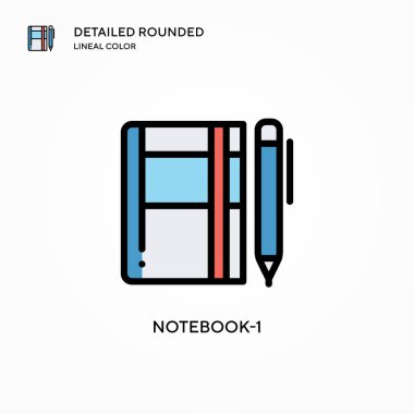 Not Defteri-1 vektör simgesi. Modern vektör illüstrasyon kavramları. Düzenlemesi ve kişiselleştirmesi kolay.