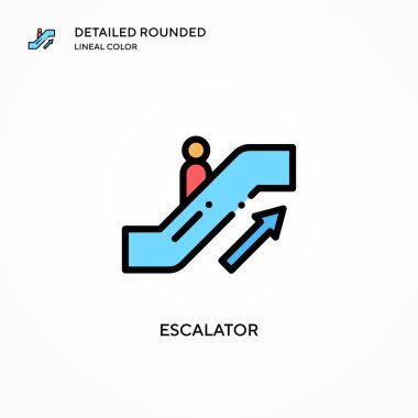 Yürüyen merdiven vektör simgesi. Modern vektör illüstrasyon kavramları. Düzenlemesi ve kişiselleştirmesi kolay.
