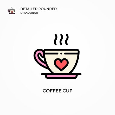 Kahve fincanı vektör ikonu. Modern vektör illüstrasyon kavramları. Düzenlemesi ve kişiselleştirmesi kolay.