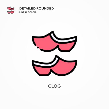 Clog vektör simgesi. Modern vektör illüstrasyon kavramları. Düzenlemesi ve kişiselleştirmesi kolay.