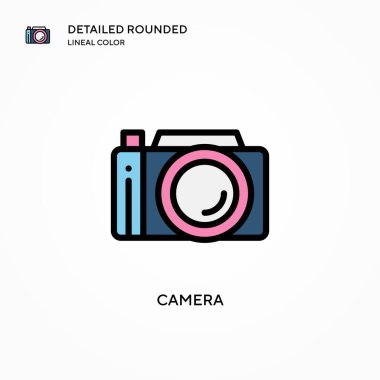 Kamera vektör simgesi. Modern vektör illüstrasyon kavramları. Düzenlemesi ve kişiselleştirmesi kolay.