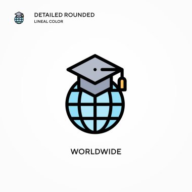 Dünya çapında vektör simgesi. Modern vektör illüstrasyon kavramları. Düzenlemesi ve kişiselleştirmesi kolay.