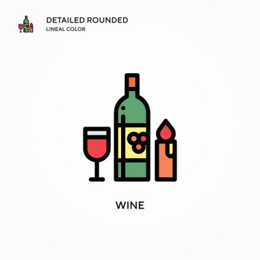 Şarap vektör simgesi. Modern vektör illüstrasyon kavramları. Düzenlemesi ve kişiselleştirmesi kolay.