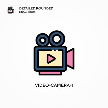 Video kamera-1 vektör simgesi. Modern vektör illüstrasyon kavramları. Düzenlemesi ve kişiselleştirmesi kolay.