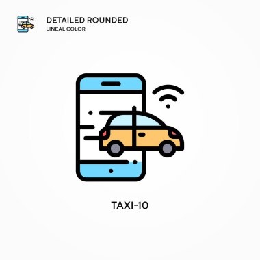 Taksi-10 vektör simgesi. Modern vektör illüstrasyon kavramları. Düzenlemesi ve kişiselleştirmesi kolay.